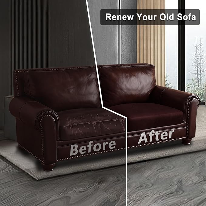 ANARACHON Leather Look Couch Cushion Covers Sofa Seat Slipcovers Sets Couches Furniture Protector for Sectional Armchair Loveseat Pets Kids Stretch Spandex Fabric (2 Cushion Loveseat, Burgundy)