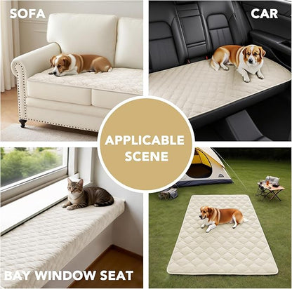 H.VERSAILTEX Chenille Couch Cover for Dogs Washable Soft Fuzzy Chaise Cover Sectional Couch Covers for L Shaped Sofa Both Left/Right Thick Pet Couch Cover Protector Non-Slip(Ivory, 34" x 68")