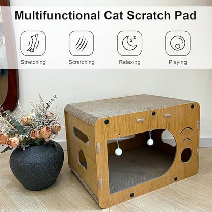 cat scratchers for Indoor, Large Size, Furniture-Protecting Scratch Pad with Cat Bed, Cat House-Shaped Design.cat Toys.cat Scratching Post.cat Scratching Board