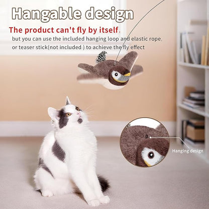 Cat Toys, Flapping Bird Cat Toy(No Flying), Interactive Catnip Toy with Catnip Bags, Chirping Noise Enrichment Moving Wings Dog Cat Kitten Toys, Flappy Flying Pets Toy for Indoor(Oriole) (A8)