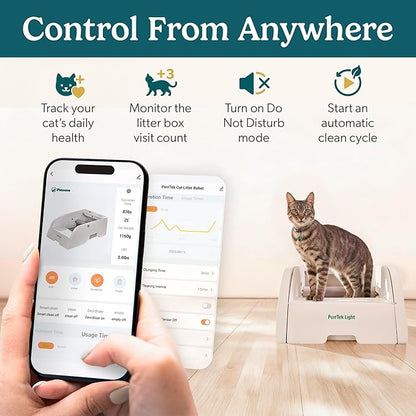 Petcove Self Cleaning Automatic Litter Box for Multi Cat Open Top/Quiet Operation ≤45 dB/Odor Control/Dual Anti-Pinch Safety/Easy App Control with Ultra Fast 5 GHz Wi-Fi - 20 Count Litter Bags