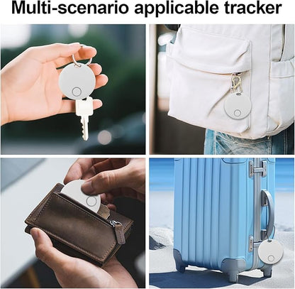 Air Tracker, Key Finder Compatible for Both iOS and Android, Bluetooth Smart Tag with Holder for Keys, Luggage, Suitcases, Pets, Dog Cat Collar, Worldwide Tracking Tag 4 Pack, White