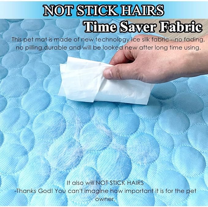 SOMOYA Dog Self Cooling Mat Pet Washable Cooling Pads Blanket Sleeping Kennel Mat,Ice Silk Sleep Mat Pad Non-Toxic Breathable Sleep Bed Beach for Large Dogs Cats (Blue, 27.5x19.7 in)
