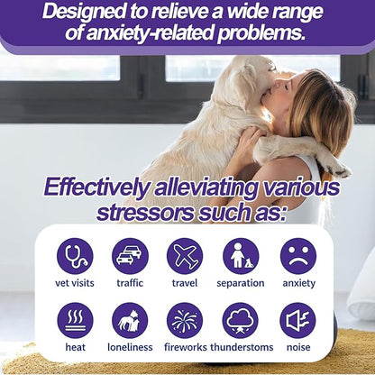 Dog Calming Pheromones Diffuser & 6 in 1 Kit Appeasing Dog Pheromone Diffuser to Calm (2 Plug in+4 x48ml Refill) Dog Calming Diffuser Anxiety Reduce Aggression Fighting Barking Stress 120 Day Supply