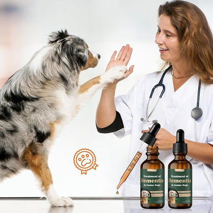 Senior Dog Supplements for Brain Health & Nervous System Support, Mushroom Supplement for Dogs, Dementia Supplement for Calming & Relaxation, Addresses Getting Lost, Social Withdrawal - 59 ML