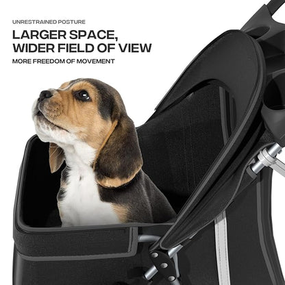Pet Stroller for Small Dogs 10 lbs, Dog Stroller for Medium Dogs 30 lbs, Cat Strollers for 2 Cats, 3 Wheels Foldable Jogger Puppy Stroller with Storage Basket and Cup Holder, Carbon Black