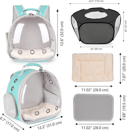 2-Pack Guinea Pig Carrier Backpack and Playpen with Lid, Breathable Pet Playpen Pop Open Exercise Fence, Portable Small Animal Cage for Rabbits, Chinchillas, Squirrel, Lizard, Sugar Glider