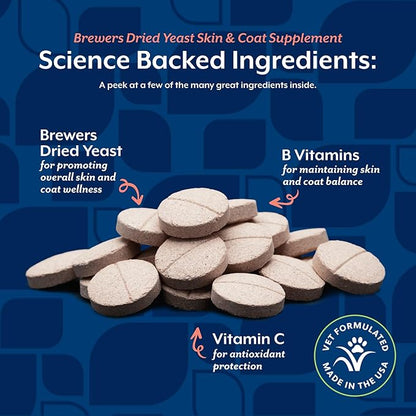 NaturVet Brewers Dried Yeast Formula with Vitamins for Dogs and Cats, Chewable Tablets, Made in The USA with Globally Source Ingredients 1000 Count,