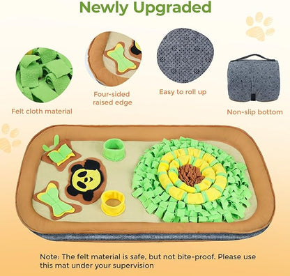 2IN1 Dog Bed Mat&Snuffle Mat for Dogs Large Breed, 28.3''x28.3'' Interactive Puzzle Dog Food Mat, Easy to Clean, Durable, Mental Stimulation & Slow Feeding Game for All Breeds