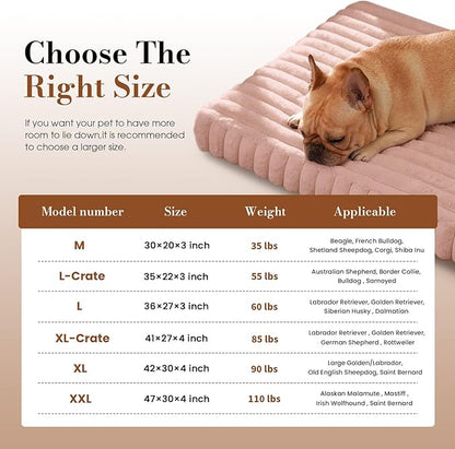 Large Orthopedic Dog Crate Bed with Waterproof Lining, Soft Short Plush Surface & Egg Crate Foam for Calming Puppy, Machine Washable Pet Bed with Removable Cover & Anti Slip Bottom