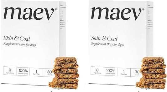 MAEV Human-Grade Skin & Coat Supplement Bars | Natural Support for a Healthy Skin & Coat, 30 Count (Pack of 2)