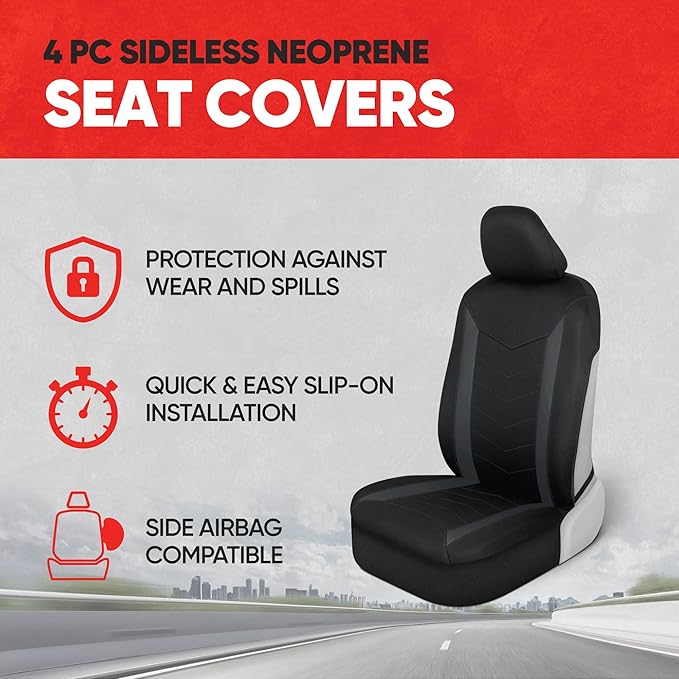 Motor Trend SpillGuard 2 Charcoal Gray Seat Covers for Cars & Seat Covers for Trucks - Neoprene Waterproof Car Seat Covers Front Seats Only - SUV Seat Covers Protector - Forros para Asientos de Carro