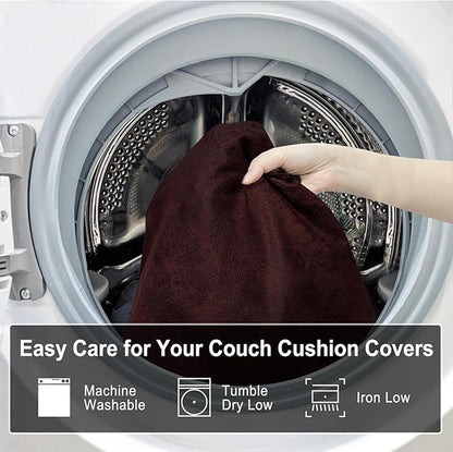 ANARACHON Leather Look Couch Cushion Covers Sofa Seat Slipcovers Sets Couches Furniture Protector for Sectional Armchair Loveseat Pets Kids Stretch Spandex Fabric (1 Cushion Armchair, Burgundy)