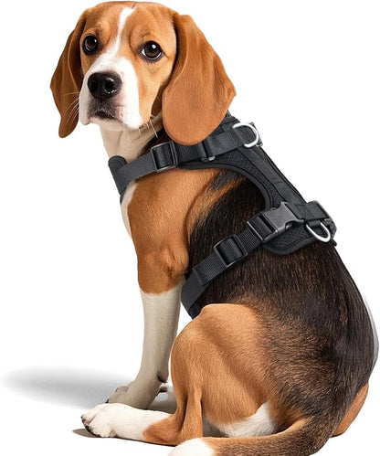 Wisedog Dog Harness Medium Sized, Pet Vest with Front Clip, Adjustable Puppy Harness with 3 Fast Release Buckles[Easy to Put on & Take Off] (Black, L)