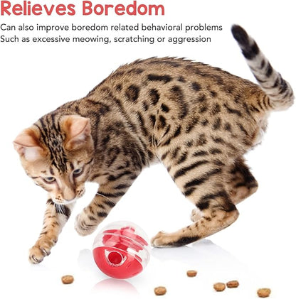 Cat Treat Dispenser Toy, 5cm Adjustable Cat Puzzle Feeder, Interactive Cats Food Puzzle, Cats Balls for Indoor Kitten Training