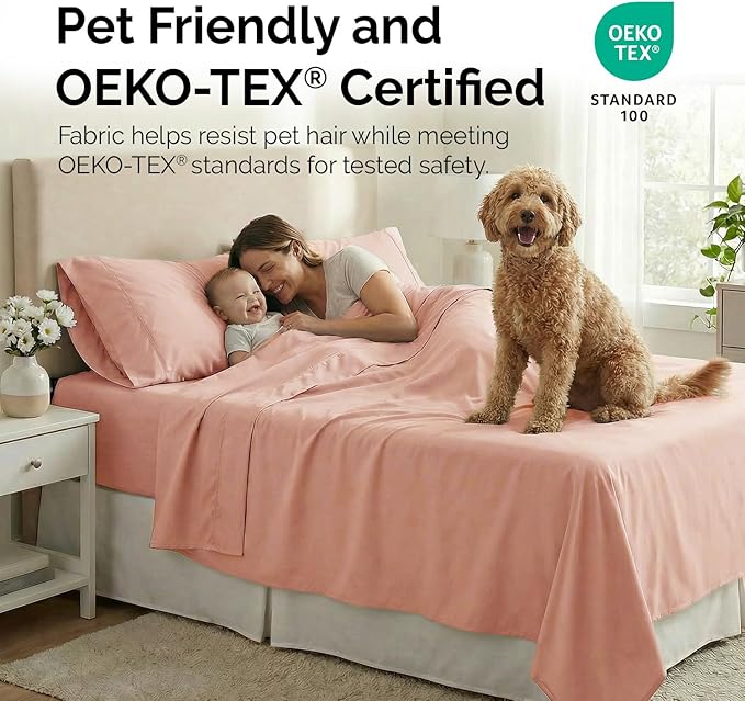 Southshore Fine Living, Inc. Extra Deep Pocket Twin Sheets Set, 4-Piece Premium Microfiber Bed Sheets, Comfy Soft with 21" Deep Twin Fitted Sheet, Oversized Flat Sheet, 2 Pillowcases, Blush