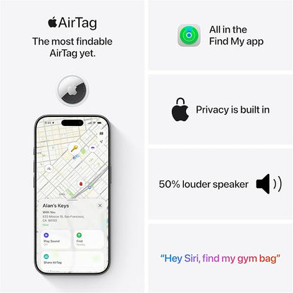 Apple AirTag (2nd Generation): Tracker for Keychain, Wallet, and More; Locator with Sound; Simple One-Tap Setup with iPhone or iPad; Key Finder with up to 1.5X Precision Finding Range