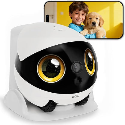 Enabot EBO Air 2S FamilyBot Home Robot Camera: 2.5K Indoor Pet Cam, Movable Robot Camera, 2-Way Video, Auto-Recharge, Long Battery Life, Custom Facial Image, Night Vision