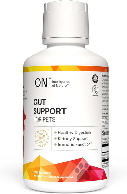 ION* Intelligence of Nature Gut Support For Pets - Liquid Probiotics Drops Alternative for Dogs & Cats, Digestive Health for Puppies, Skin & Hair Health - 16 fl oz (Pack of 1)