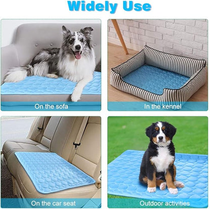 2026 Upgraded Washable Dog Cooling Mat Ice Silk Cooling Mat for Dogs Pet Self Cooling Pad Blanket Dog Cooling Pad (Q-Max>0.4) for Indoor & Outdoor Car Seats (Blue, 20x16 in)