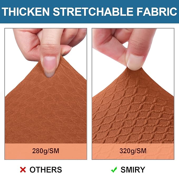 Smiry Waterproof Seat Covers for Dining Room Chairs Set of 4, Stretch Jacquard Removable Washable Chair Seat Slipcovers Protector, No Rear Covers, Rust