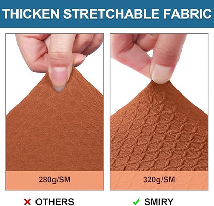 Smiry Waterproof Seat Covers for Dining Room Chairs Set of 4, Stretch Jacquard Removable Washable Chair Seat Slipcovers Protector, No Rear Covers, Rust