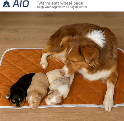 Washable Anti-Slip Kennel Mat for Medium Small Dogs and Big Cats Kennel pad Crate Pad Heated Cat Bed Self Warming Non-Electric Pet Warming Pad Brown 19.69 * 27.56inch