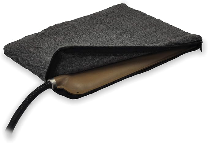 K&H Pet Products Small Animal Outdoor Heated Pad Replacement Cover, Zipper Closure, Soft & Breathable, Machine Washable, Fits K&H Small Animal Heated Pad (Sold Separately) - 12 X 9in Gray Fleece