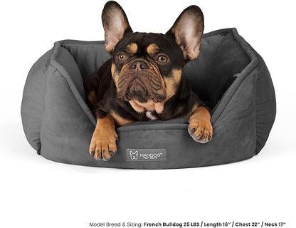 NANDOG Reversible Dog Bed from The Signature Collection– Luxury Cloud-Soft Pet Bed for Small to Medium Dogs & Cats, Premium Pet Gear, Reversible Design, Plush Comfort, Modern Style - Dark Grey