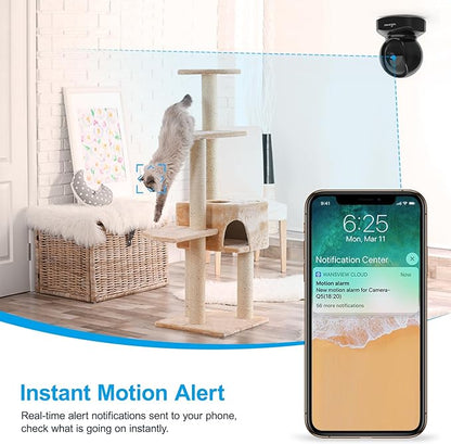 wansview Cameras for Home Security, 2K IP Camera, WiFi Home Indoor Camera for Baby/Pet/Nanny, Motion Detection, 2 Way Audio Night Vision, Compatible with Alexa, with TF Card Slot and Cloud