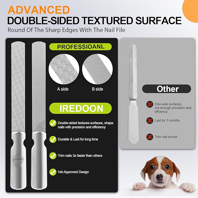 IREDOON Dog & Cat Nail Clippers, 4Cr13 Stainless Steel Razor Sharp Blade - Professional Pet Grooming Tool with Nail File, Small Hand Friendly & Non-Slip Grip (Green)