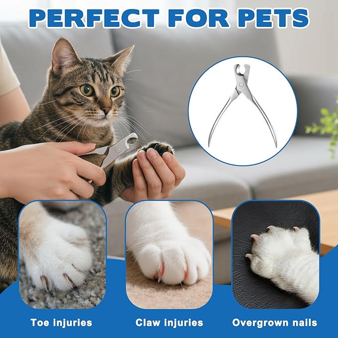 Stainless Steel Dog Nail Clipper, Cat Nail Trimmer Dog Clippers for Thick Nails, Heavy Duty Dogs Nails Cutter for Toenail Grooming, for Large, Medium, Small Dogs, Cats, Pet