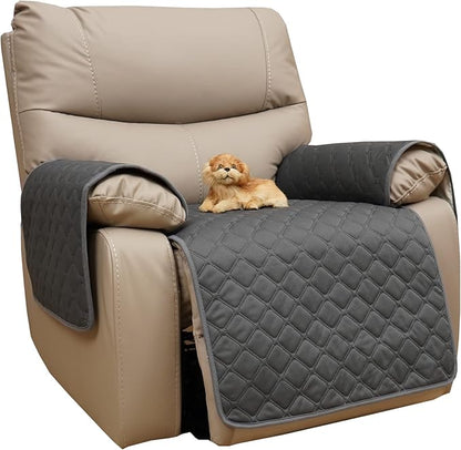 Eismodra Waterproof Recliner Chair Covers for Reclining Couch Slipcovers Seat Cushion,Anti-Slip Sofa Cover for Dogs Pets Furniture Protector Washable,Gray Set (3 Pieces)