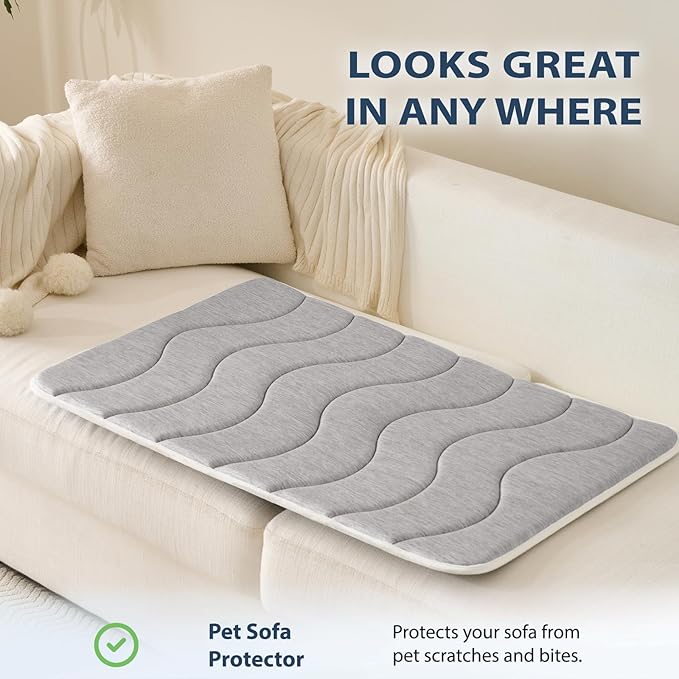 MICROCOSMOS 0.8" Thick Cooling Dog Foam Pad & Summer Pet Sleeping Mat, Machine Washable, Materials Safe, Portable Flat Pet Bed for Dogs.(Light Grey, 36" x 23")