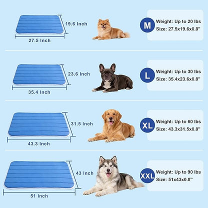 Dog Cooling Mat, Super Thick Cold Memory Sponge Cooling Mat for Dog,Foldable Crate Pet Bed, (Q-Max > 0.45) Long-Lasting Cool & Keep Your Pet Cool. (XX-Large - (51 x 43 Inch))