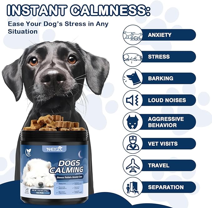 2 Pack Calming Chews for Dogs 300 Count with Melatonin Dog Anxiety Chews Stress Relief Sleep Treats Extra Strength Calming for All Dogs-Fireworks Thunder Barking Separation Vet Approved Chicken Flavor