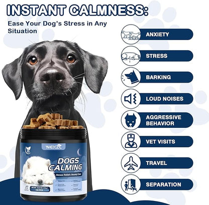 2 Pack Calming Chews for Dogs 300 Count with Melatonin Dog Anxiety Chews Stress Relief Sleep Treats Extra Strength Calming for All Dogs-Fireworks Thunder Barking Separation Vet Approved Chicken Flavor