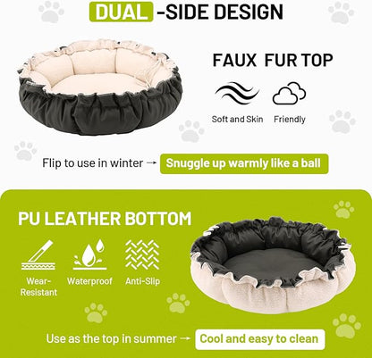 Cat Beds for Indoor Cats,Washable Round Pet Bed for Puppy and Kitty,Super Soft Durable Fabric Pet Beds, Washable Luxury Cat & Dog Bed 20.8inch
