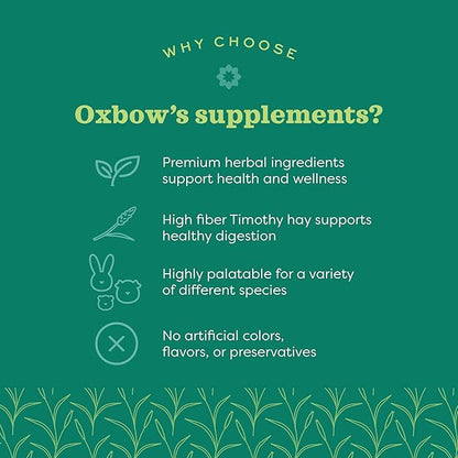 Oxbow Natural Science Digestive Support, High Fiber Supplement for Rabbit & Guinea Pig, Made with Timothy Hay, Includes Chicory Root, Ginger Root, Chamomile, Made in USA, 4.2 oz Bag