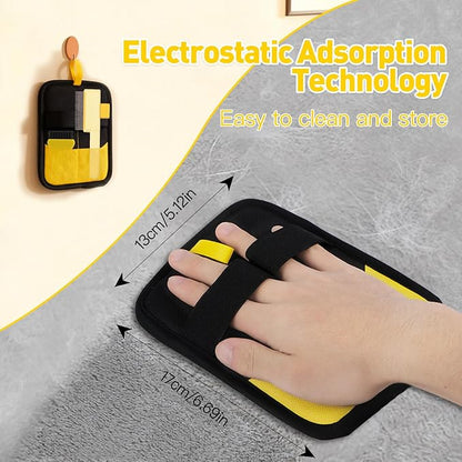 Electrostatic Pet Hair Removal Glove - Reusable Pet Hair Removal Glove with Cleaning Brush & Flea Comb for Cats & Dogs, Washable for Clothing, Couch, Carpet, Car Seat (Black/Yellow)