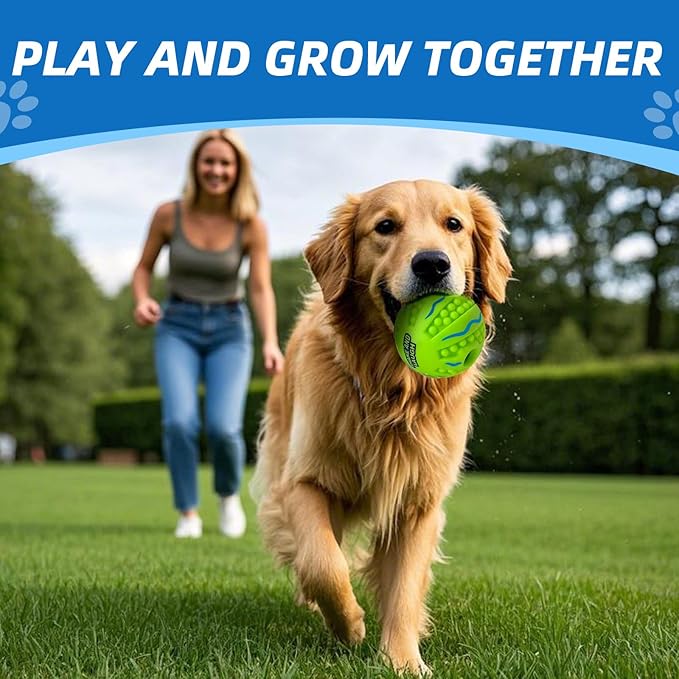 Spiky Interactive Dog Toys Ball, Shaking with Gibbering Sound, for Training, Teeth Cleaning & Herding, Wave, XS, 2.75 in (7 cm)