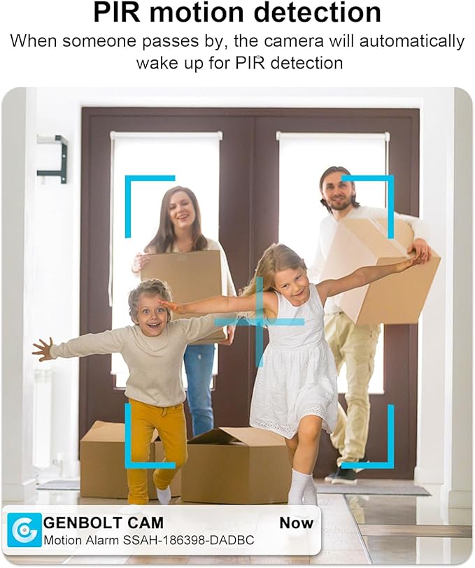 GENBOLT 2K WiFi Indoor House Security Camera Wireless, Pan Tilt Pet Camera with 5000mAh Battery Powered, IP Camera CCTV Nanny Dog Cam Baby Monitor with PIR Detection