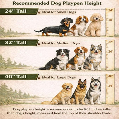 Outdoor Dog Playpen - 40 inch, 24 Panels for Medium and Large Size Dogs - Heavy Duty Metal Pet Fence with Black Anti-Rust Coating - Portable Exercise Play Pen for RV, Camping, and Yard