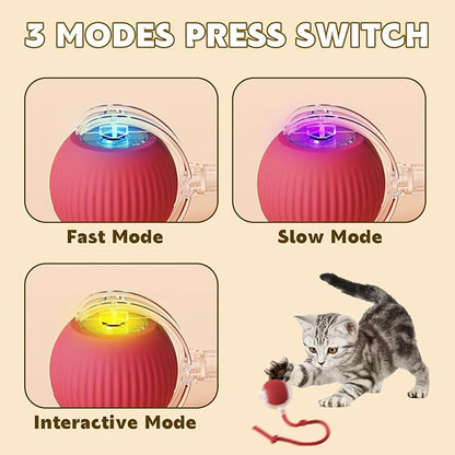 Interactive Rolling Cat Ball - 360°Automatic Chew Toy for Active Cats, Rolling Small Dog Cat Toys,Smart Automatic Fast Rolling Pet Ball - cat Toys (Blue)