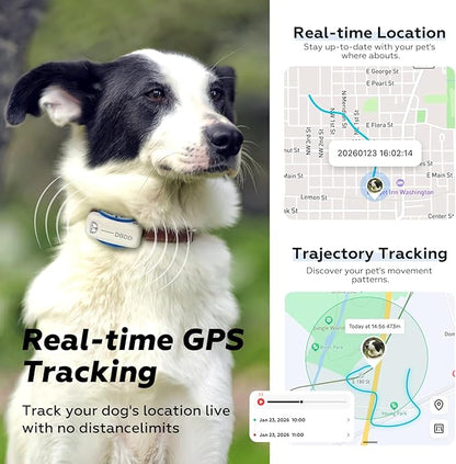 DBDD Smart GPS Dog Collar Tracker with Virtual Fence, Live Tracking & Vital Signs Monitoring for Dogs 40lbs Up, Waterproof Pet GPS Tracker for Pets,iOS & Android Compatible