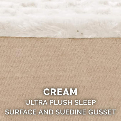 Furhaven Orthopedic Dog Bed for Large Dogs w/ Removable Washable Cover, For Dogs Up to 125 lbs - Ultra Plush Faux Fur & Suede Mattress - Cream, Jumbo Plus/XXL
