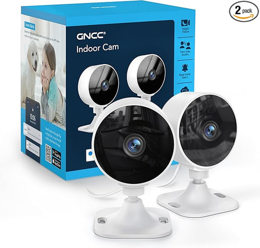 GNCC Only 2.4GHz Indoor Security Camera, 1080P Cameras for Home Security, Motion Detection, Two-Way Audio, Night Vision, Dog Camera with App, Easy Install, Cloud Storage Subscription Required(2-Pack)