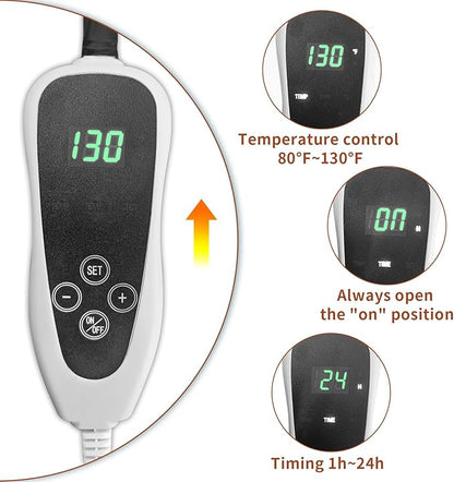 GOLOPET Large Dog Heating Pad 34x21in with Smart Thermostat Switch and Power Line Protection Tube,Obtained MET and UL Dual Certification, Suitable for Dogs of All Ages-Rose