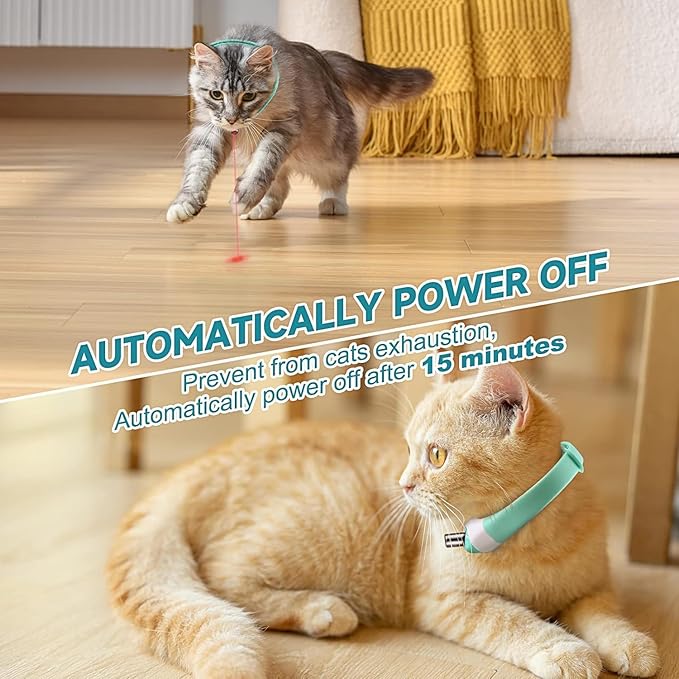 Automatic Cat Toys Laser Collar with Red Light, Interactive Cat Toys for Bored Indoor Cats, Rechargeable Electric Laser Pointer Cat Toy Wearable Collar for Kitten