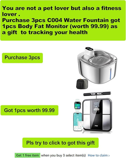 Wireless Cat Water Fountain Stainless Steel,4.5L Cordless Pet Fountains for Dringking,4000mah Battery Operated Cat Water Pountain,Automatic Dog Dispenser w Pet Hair Remover Gloves